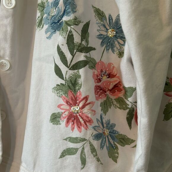 Vintage Alfred Dunner floral denim jacket - Size 16P - Picture 3 of 10